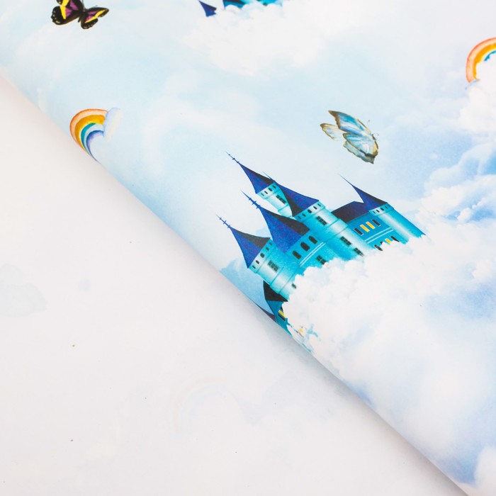 Бумага упаковочная "Сказочные замки", светло-голубой, 50 х 70 см