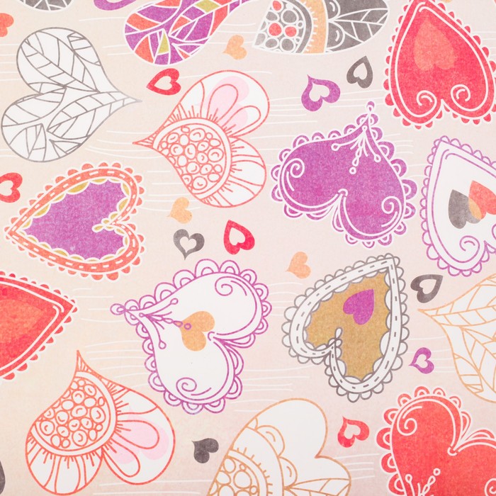 Бумага упаковочная "Ажурные сердца", 50 х 70 см