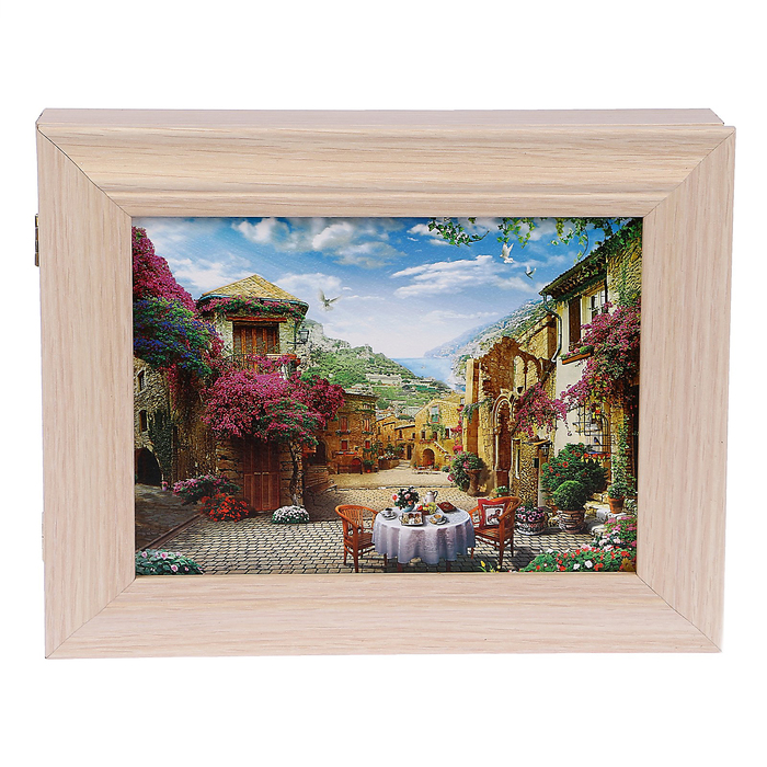 Ключница "Город" молочный дуб 25х30 см