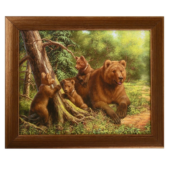Картина "Мишки в лесу" 28*24 см