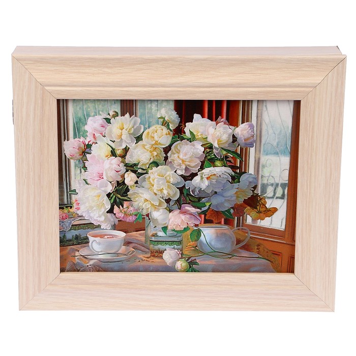 Ключница "Пионы на столе" молочный дуб 25х30 см