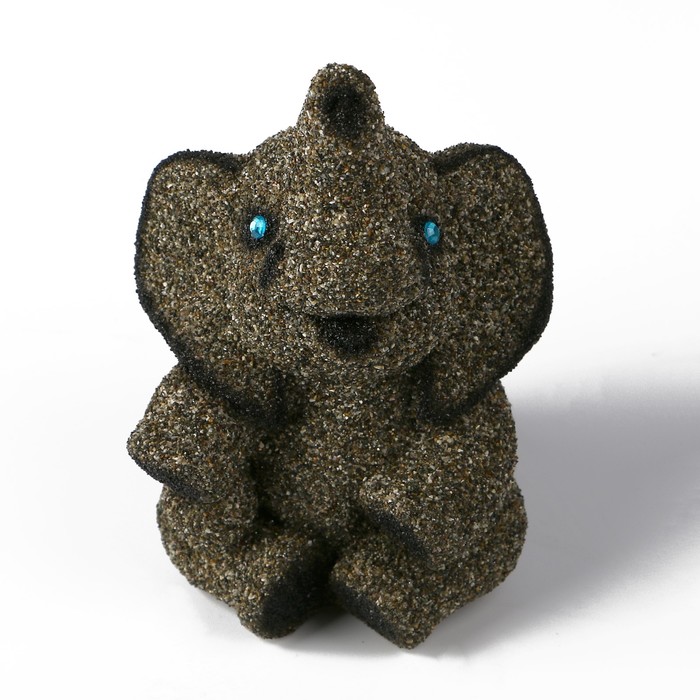 Сувенир песок "Слоник с мячом" черный 14,5 см