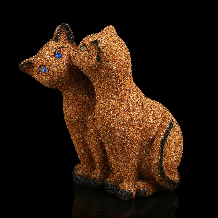 Сувенир песок "Кошачья парочка" желтый 17 см