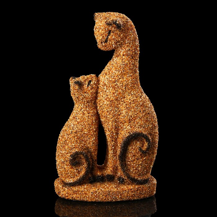 Сувенир песок "Кошка малая с котенком" желтый 17 см