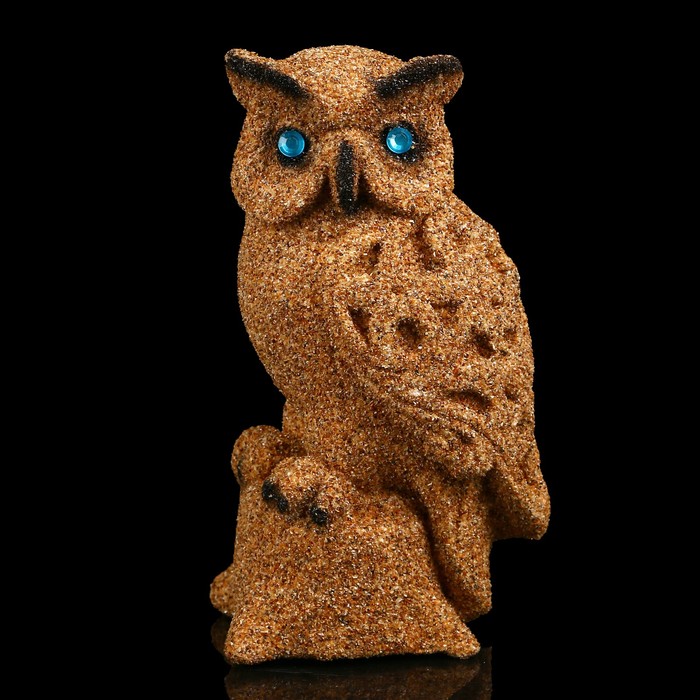 Сувенир песок "Сова" желтая 14 см