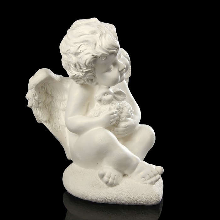 Сувенир гипс "Ангел с кроликом" перламутр 20,5 см