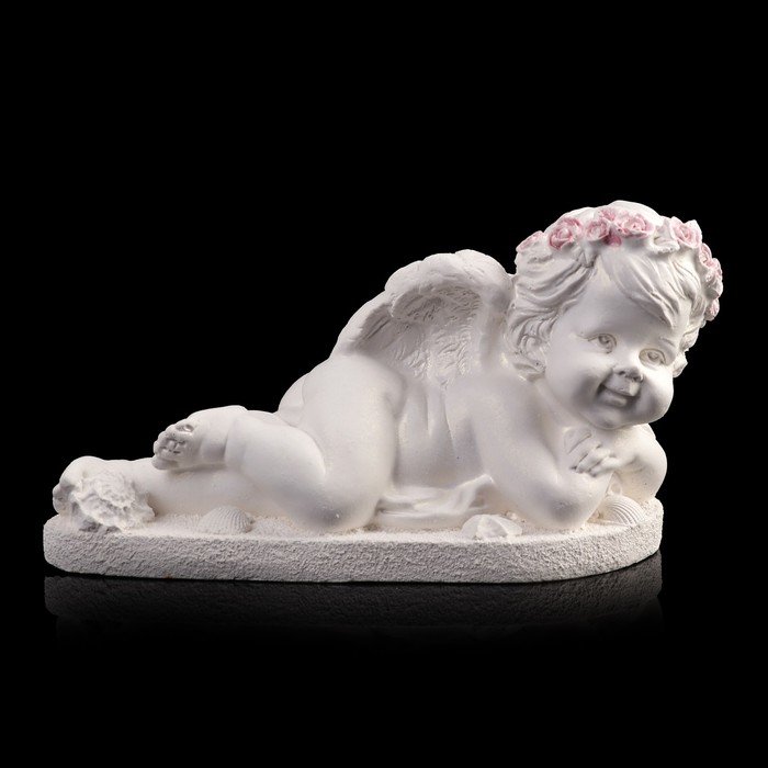 Сувенир гипс "Ангел малый лежит" перламутр 8 см  МИКС