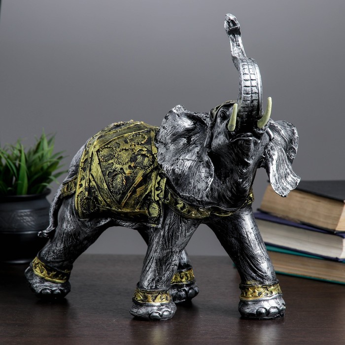 Копилка "Слон большой" серебро 35 см