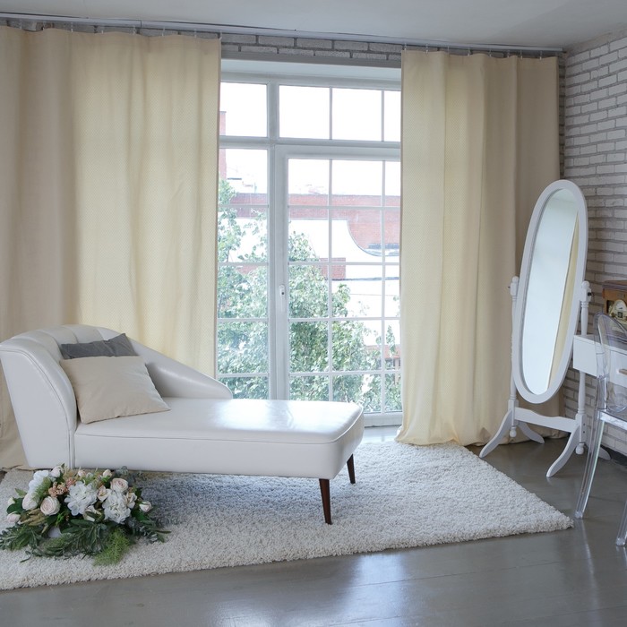 Штора портьерная "Этель" 220х280 см Английский стиль бежевый,100% п/э