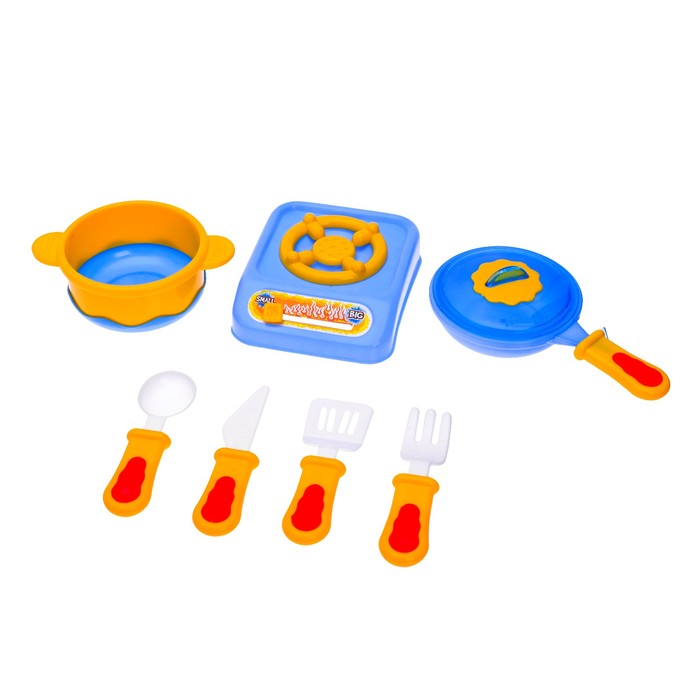 Набор посуды "Маленький повар" с плитой, 7 предметов