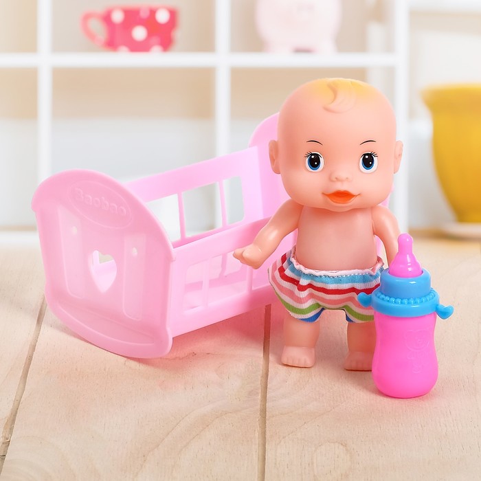 Пупс "Ляля" в кроватке, с аксессуарами