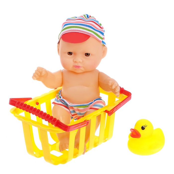 Пупс "Сережка" в корзине, с аксессуарами