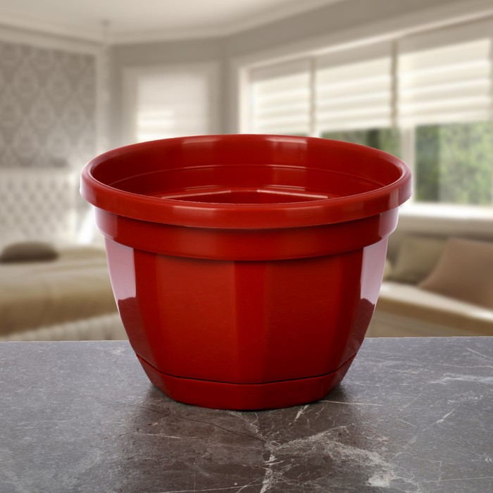 Кашпо с поддоном d=17 см "Ника", цвет терракотовый