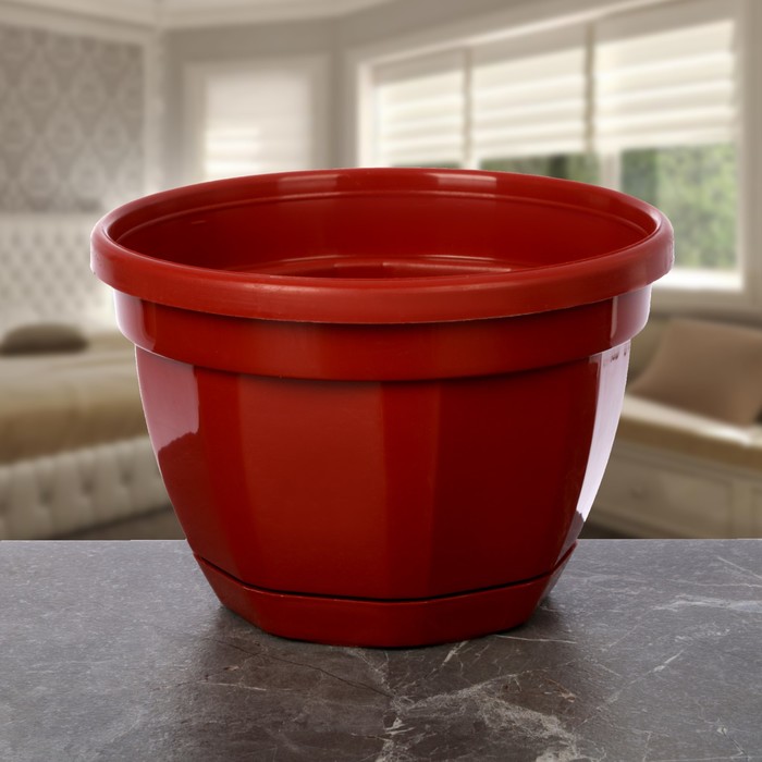 Кашпо с поддоном d=20 см "Ника", цвет терракотовый