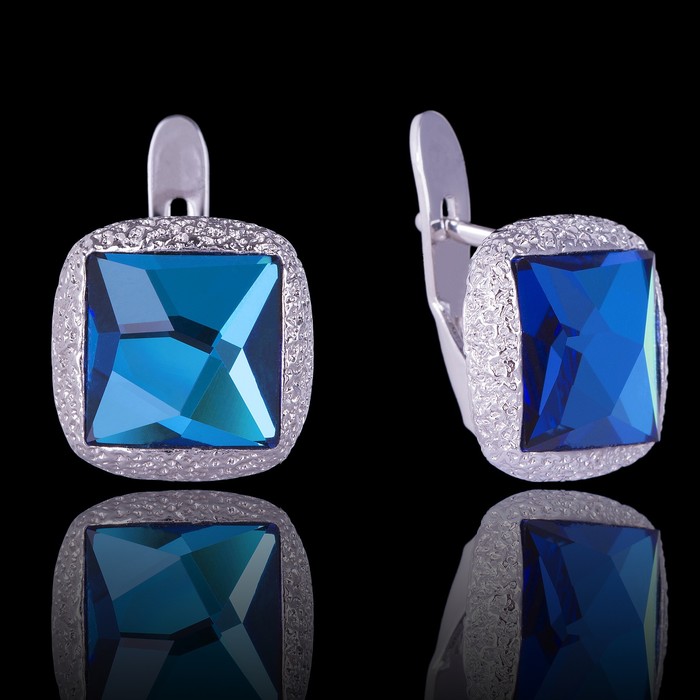 Серьги "Алудра", цвет голубой в серебре