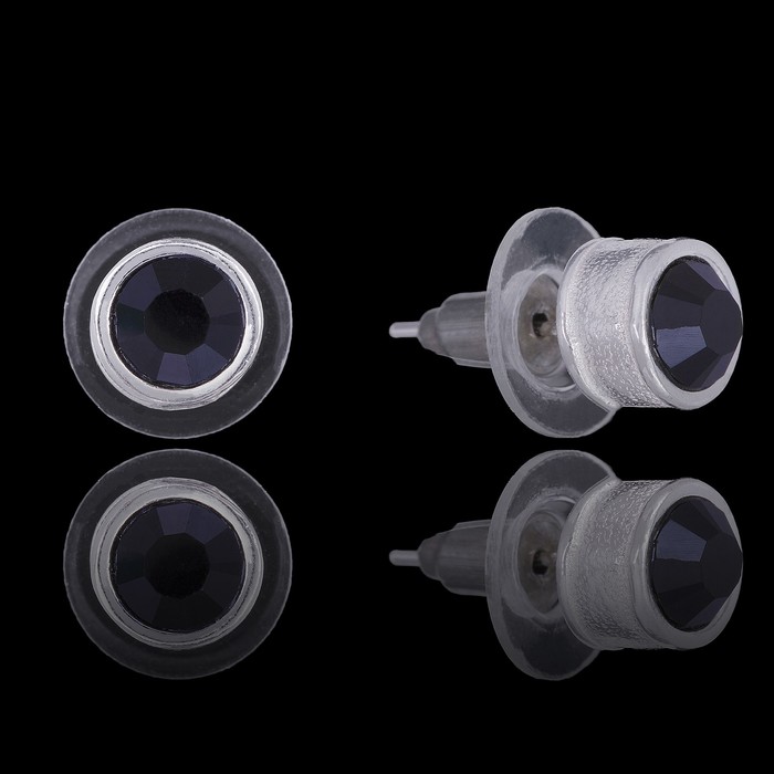 Серьги "Неразлучники малые", цвет чёрный в серебре