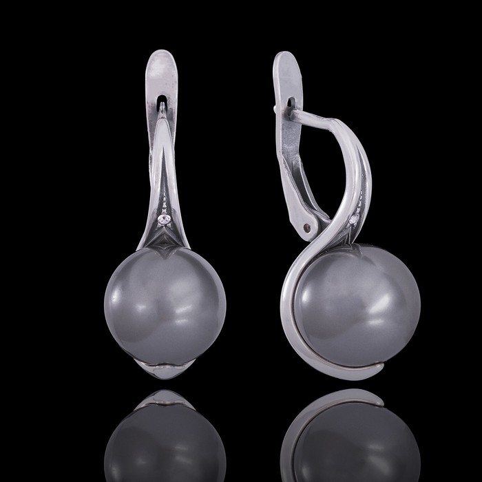 Серьги "Квиста", цвет чёрный в чернёном серебре