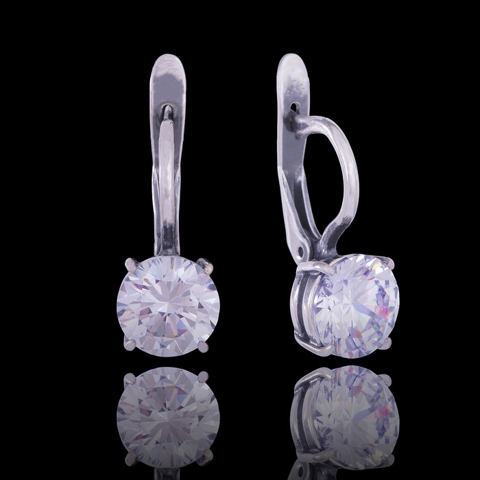 Серьги "Нафа", цвет белый в чернёном серебре