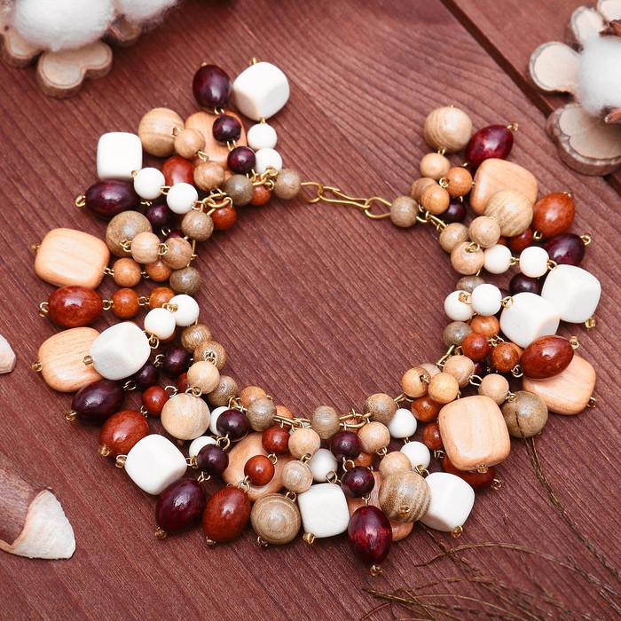 Браслет ручная работа, деревянный "Капучино"