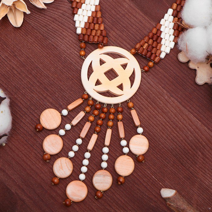 Колье ручная работа, деревянное "Венера", цветной