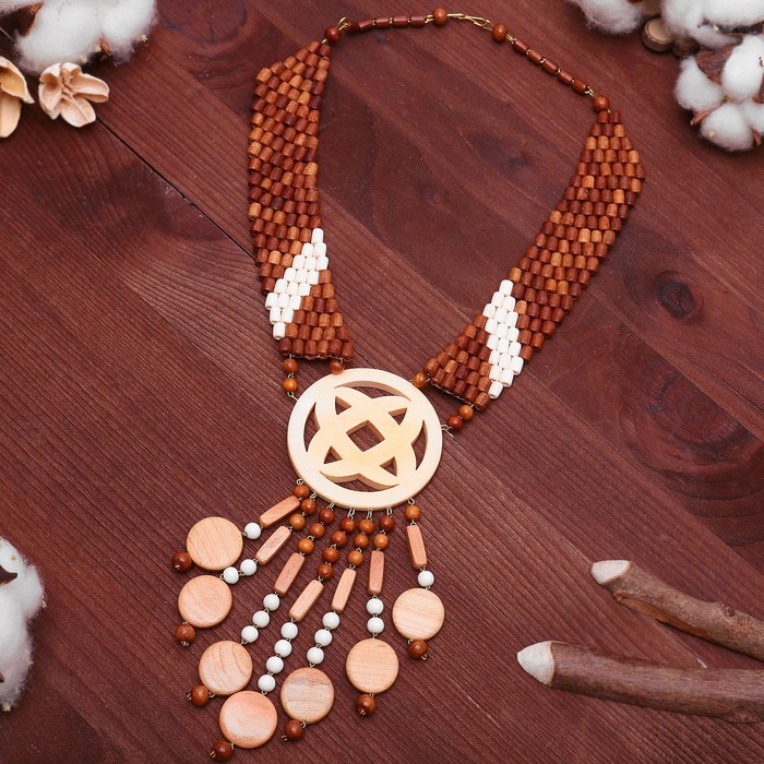 Колье ручная работа, деревянное "Венера", цветной