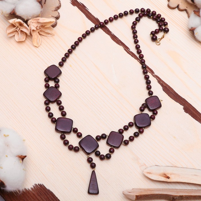 Колье ручная работа, деревянное "Ромбы", цвет коричневый