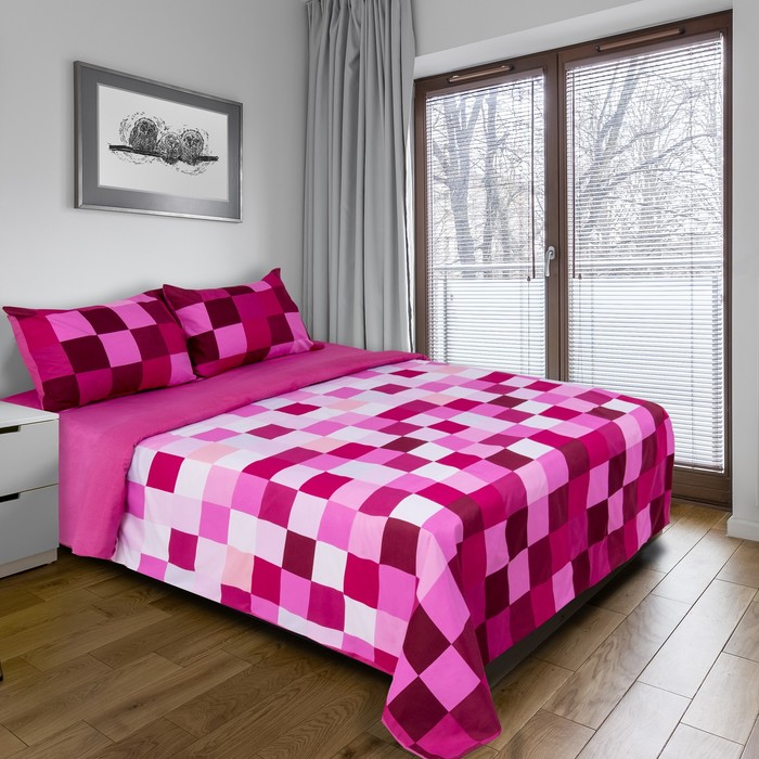 Постельное бельё "Этель" 1,5 сп. Пиксели (фиолетовый) 150х210 см, 150х210 см, 50х70 ± 3 см - 2 шт., новосатин