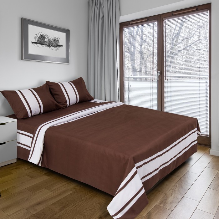 Постельное бельё "Этель" 1,5 сп. Дерби (коичневый) 150х210 см, 150х210 см, 50х70 ± 3 см - 2 шт., новосатин