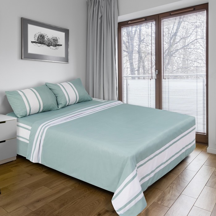 Постельное бельё "Этель" евро Дерби (зелёный) 200х220 см, 220х240 см, 50х70 ± 3 см - 2 шт., новосатин