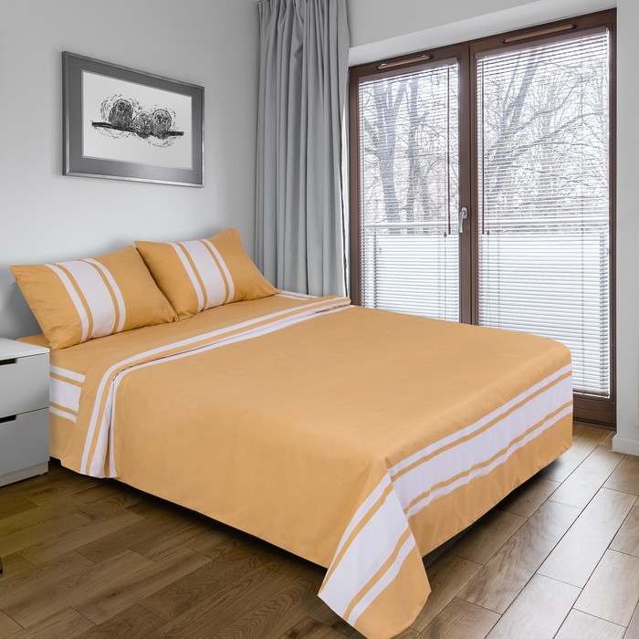 Постельное бельё "Этель" евро Дерби (бежевый) 200х220 см, 220х240 см, 50х70 ± 3 см - 2 шт., новосатин