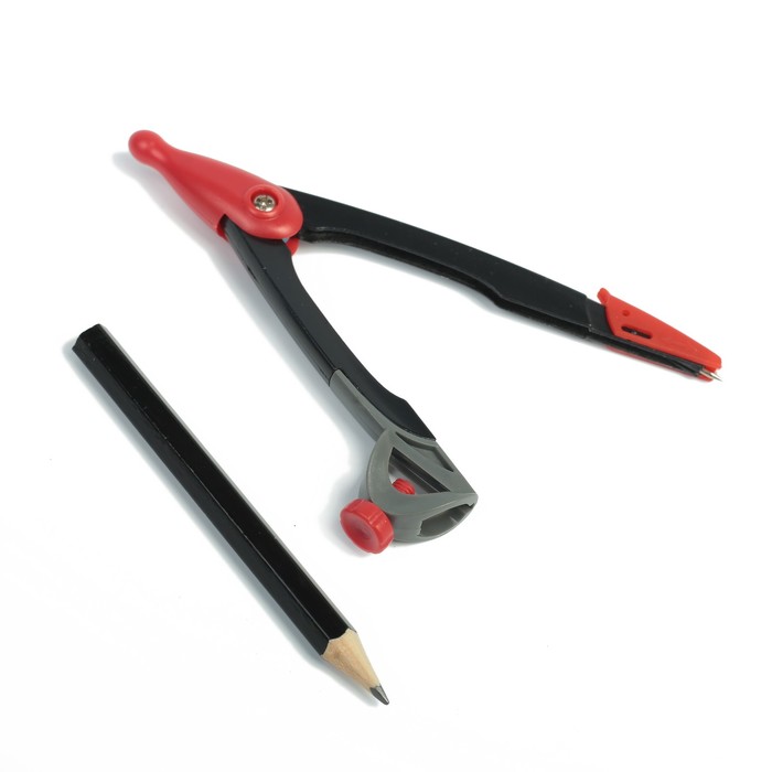 Циркуль пластиковый (козья ножка) с карандашом ч/гр МИКС в пластик пенале