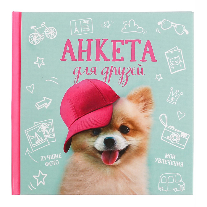 Подарочный набор "Возьми меня с собой": анкета для девочек в твёрдой обложке с наклейками и карандаши, 6 шт