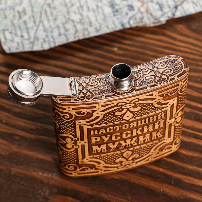 Фляжка из бересты "Настоящий мужик", 180 мл