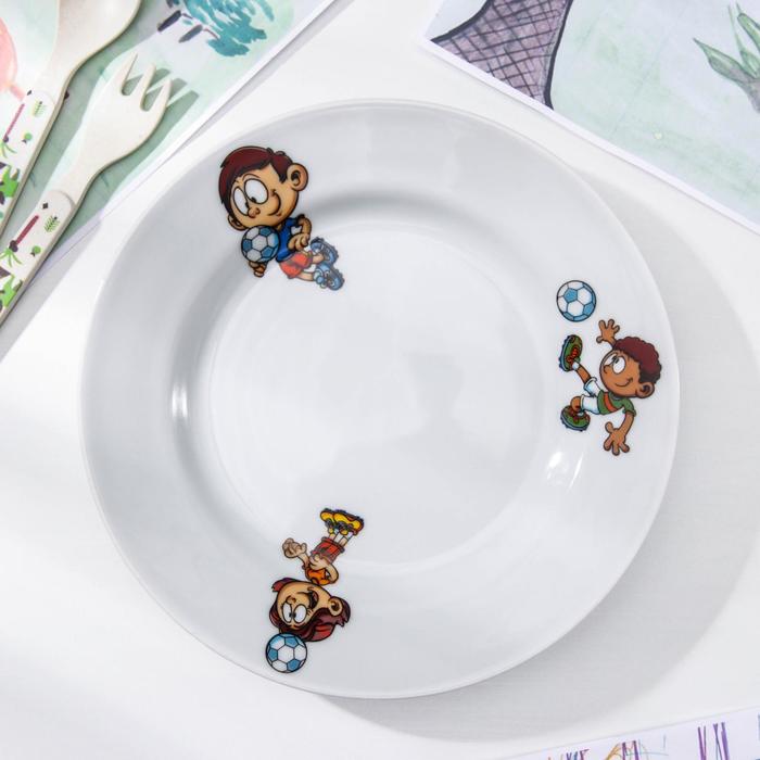 Тарелка мелкая 20 см "Юные футболисты", МИКС