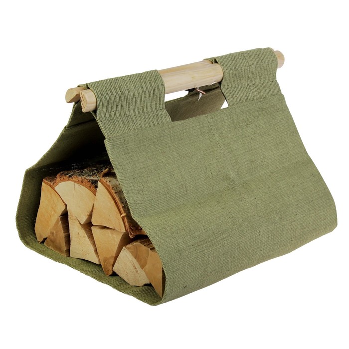 Сумка для переноски дров с деревянными ручками