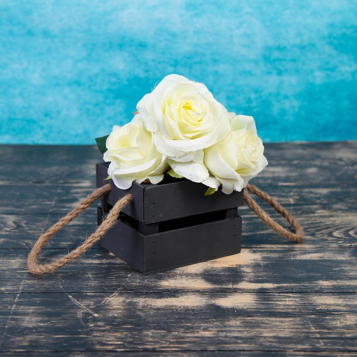 Ящик реечный, ручка- шнур, черныйй, 11х12х9см