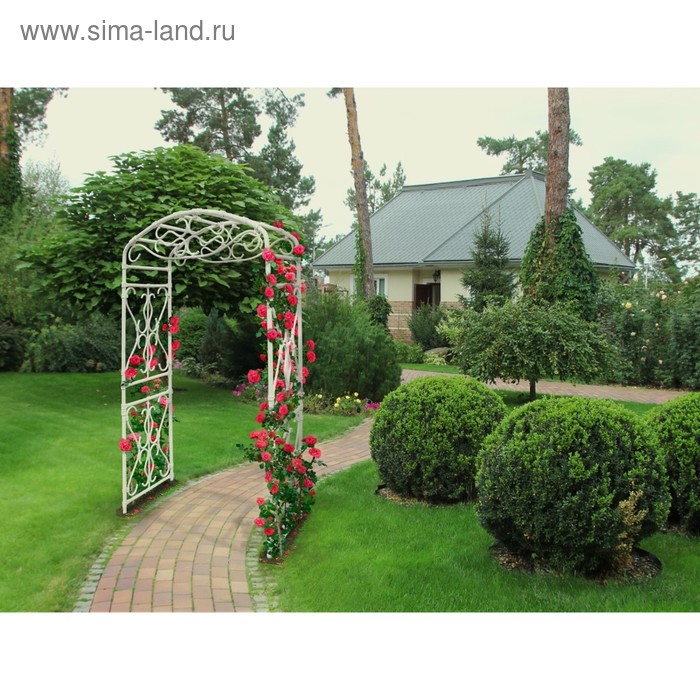 фото Арка садовая, 210 × 130 × 65 см, пластик, белая, «петергоф» гарденпласт
