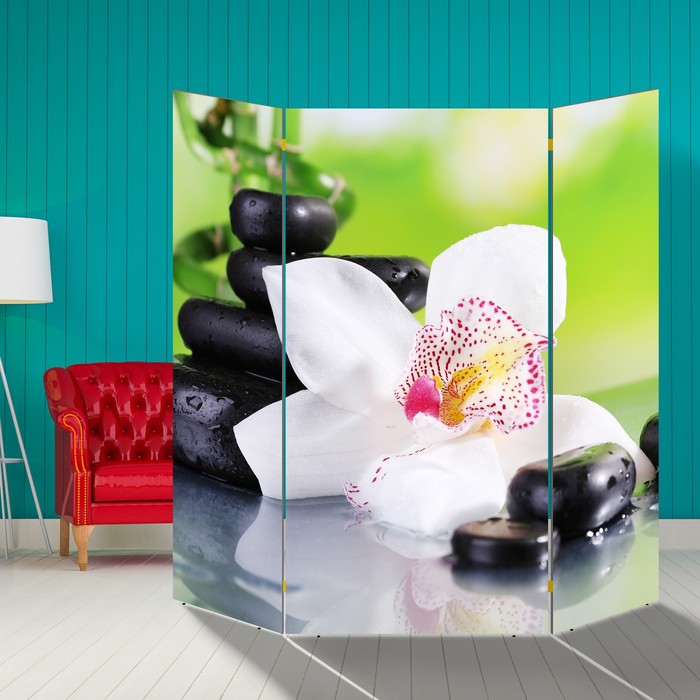 Ширма "Орхидея с камнями" 160 × 160см