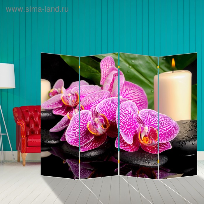 Ширма Орхидея со свечой, 200 х 160 см