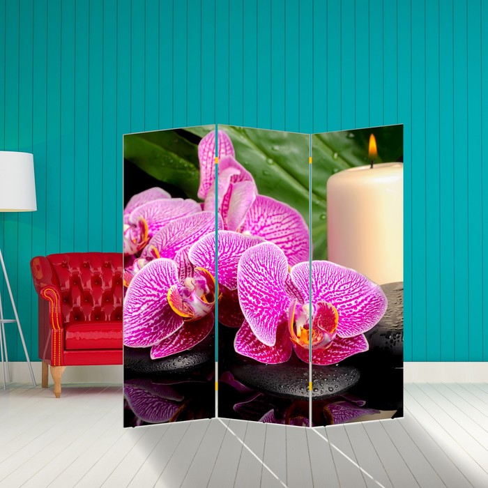 Ширма "Орхидея со свечой" 150 × 160см
