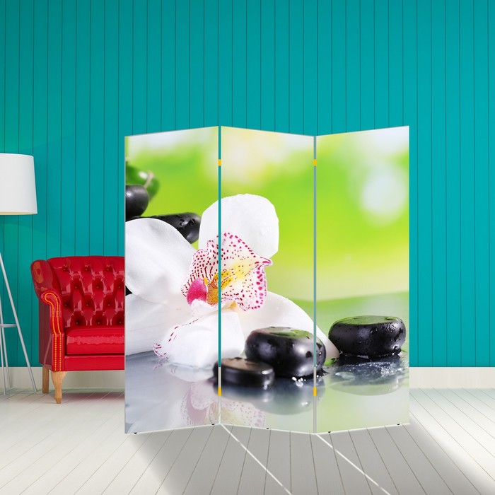 Ширма "Орхидея с камнями" 150 × 160см