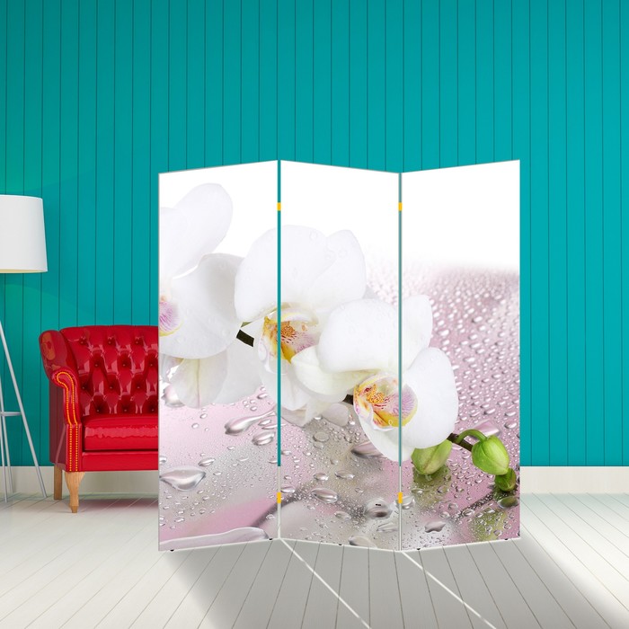 Ширма "Орхидея и капли воды" 150 × 160см