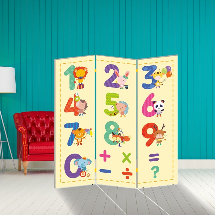 Ширма "Цифры и зверята" 150 × 160 см