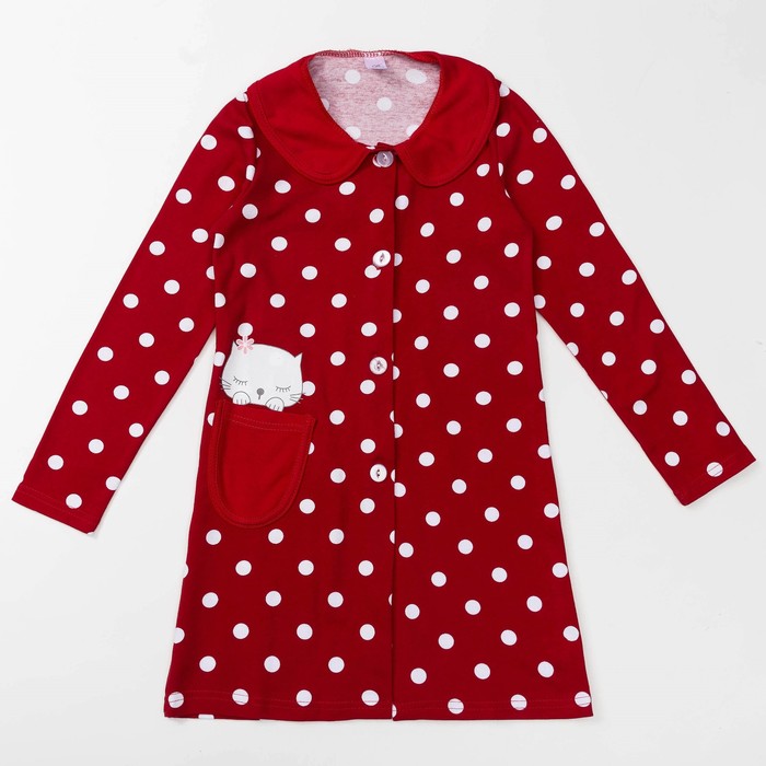 Халат детский Лапочка, рост 128 см, цвет красный ДХ-001