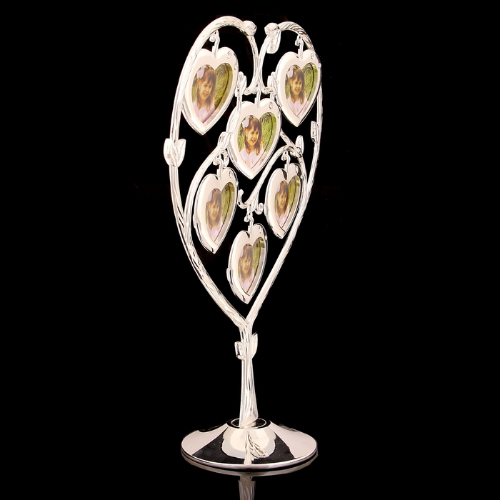 Фоторамка на 6 фото 4х4 см "Дерево сердец" серебристая