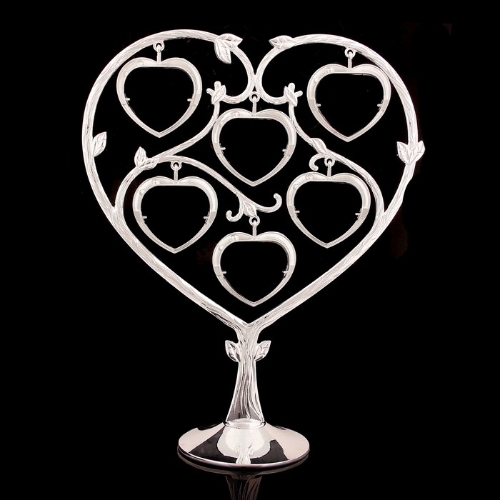 Фоторамка на 6 фото 4х4 см "Дерево сердец" серебристая