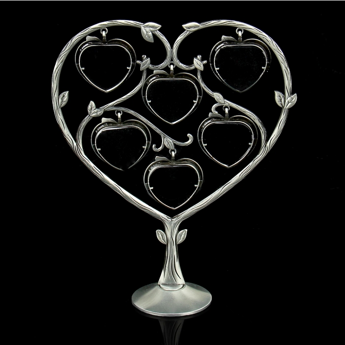 Фоторамка на 6 фото "Дерево сердец" под латунь