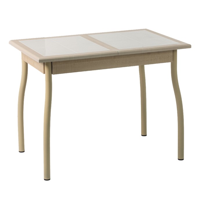 Стол кухонный Корте СК01, 960(1290)х700х750, Клен/плитка св.бежевый, опора бежевая