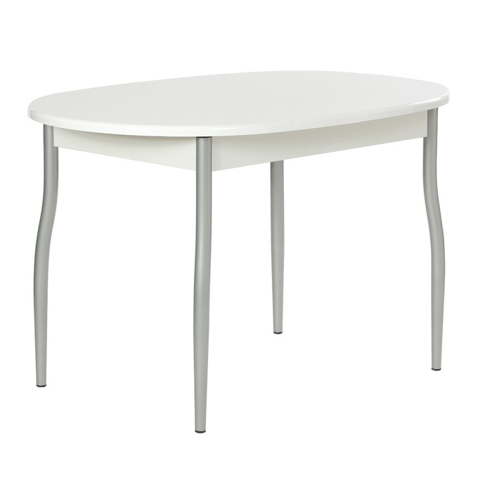 Стол кухонный Марсель СМ01, 1200(1600)х800х750, Белый глянец, опора металлик