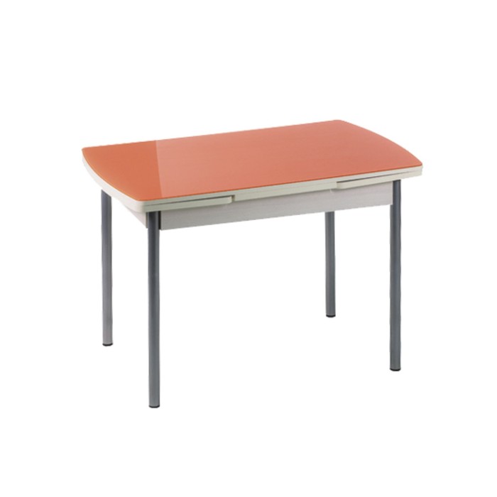 Стол кухонный Сибур СС03, 1100(1800)х700х750, Белый/Оранжевый, опора металлик